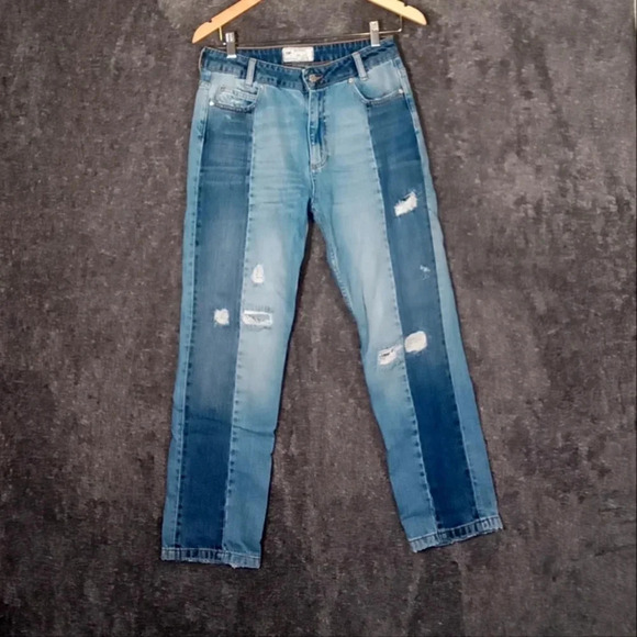 Free People two toned straight leg distressed women's jeans size 27 - Picture 1 of 7